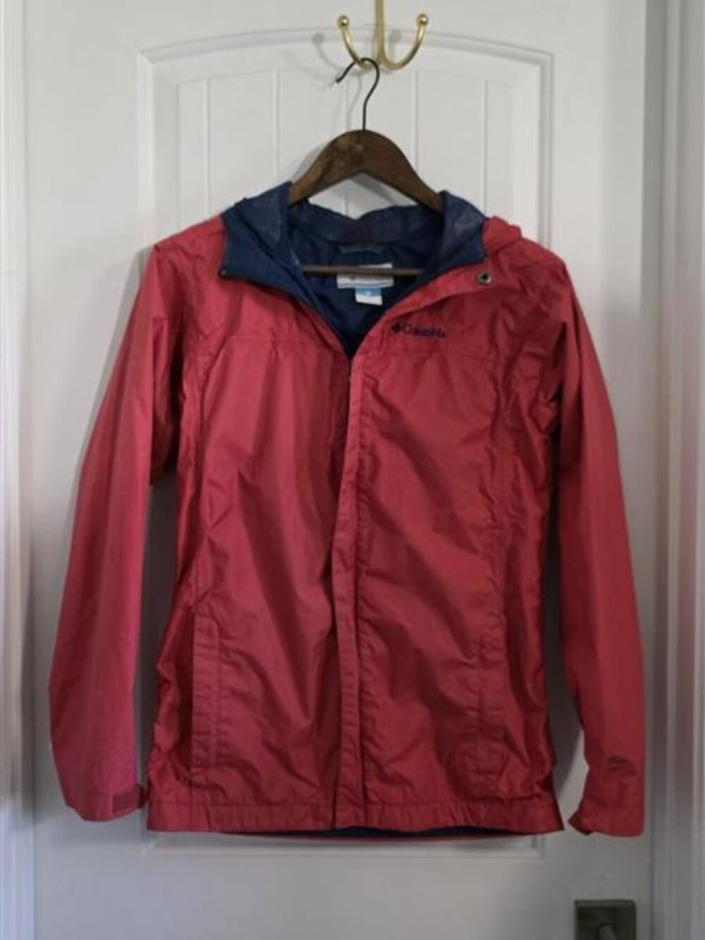Columbia Coral Pink Hooded Lightweight Rain Jacket Size Large - Picture 2 of 13